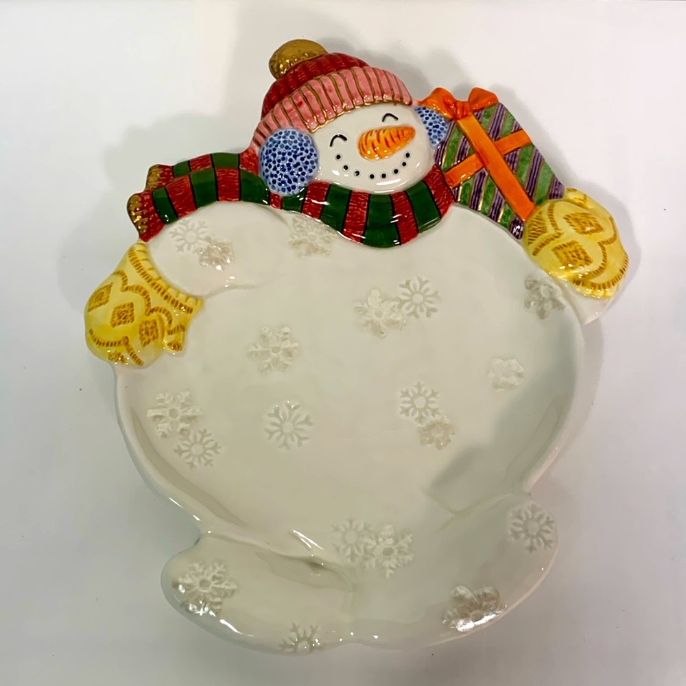 FITZ AND FLOYD CLASSICS CERAMIC FROSTY SNOWMAN  PLATE Wall Hanging.